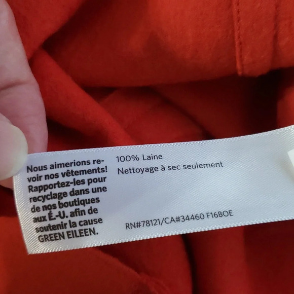 Eileen Fisher 100% Wool Lantern Dress XXS/XS Sleeveless Red Orange Quiet Luxury - Picture 9 of 11